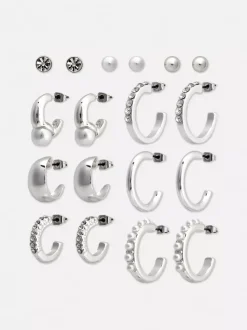 Kolczyki sztyfty i kolczyki koła, 9 par