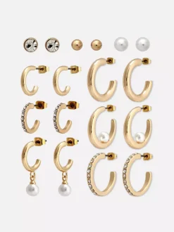 Kolczyki sztyfty i kolczyki koła, 9 par