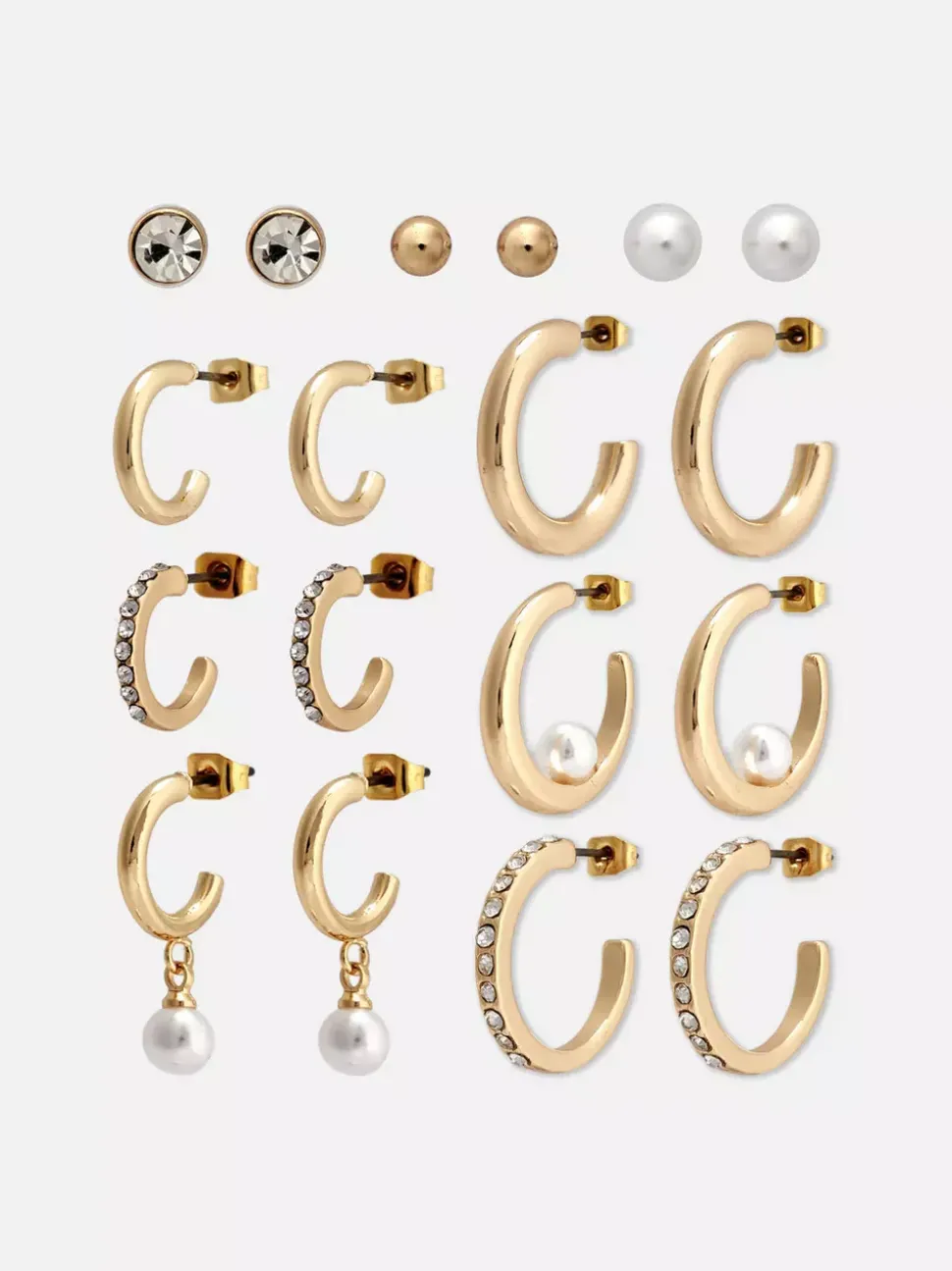 Kolczyki sztyfty i kolczyki koła, 9 par