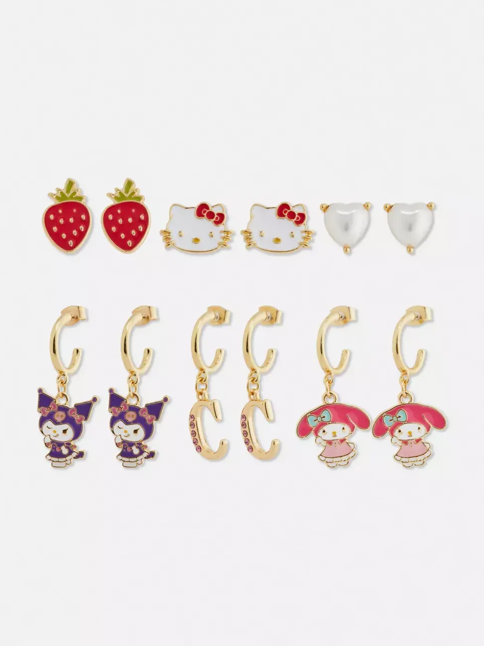 Kolczyki z motywem Hello Kitty i przyjaciół, 6 par