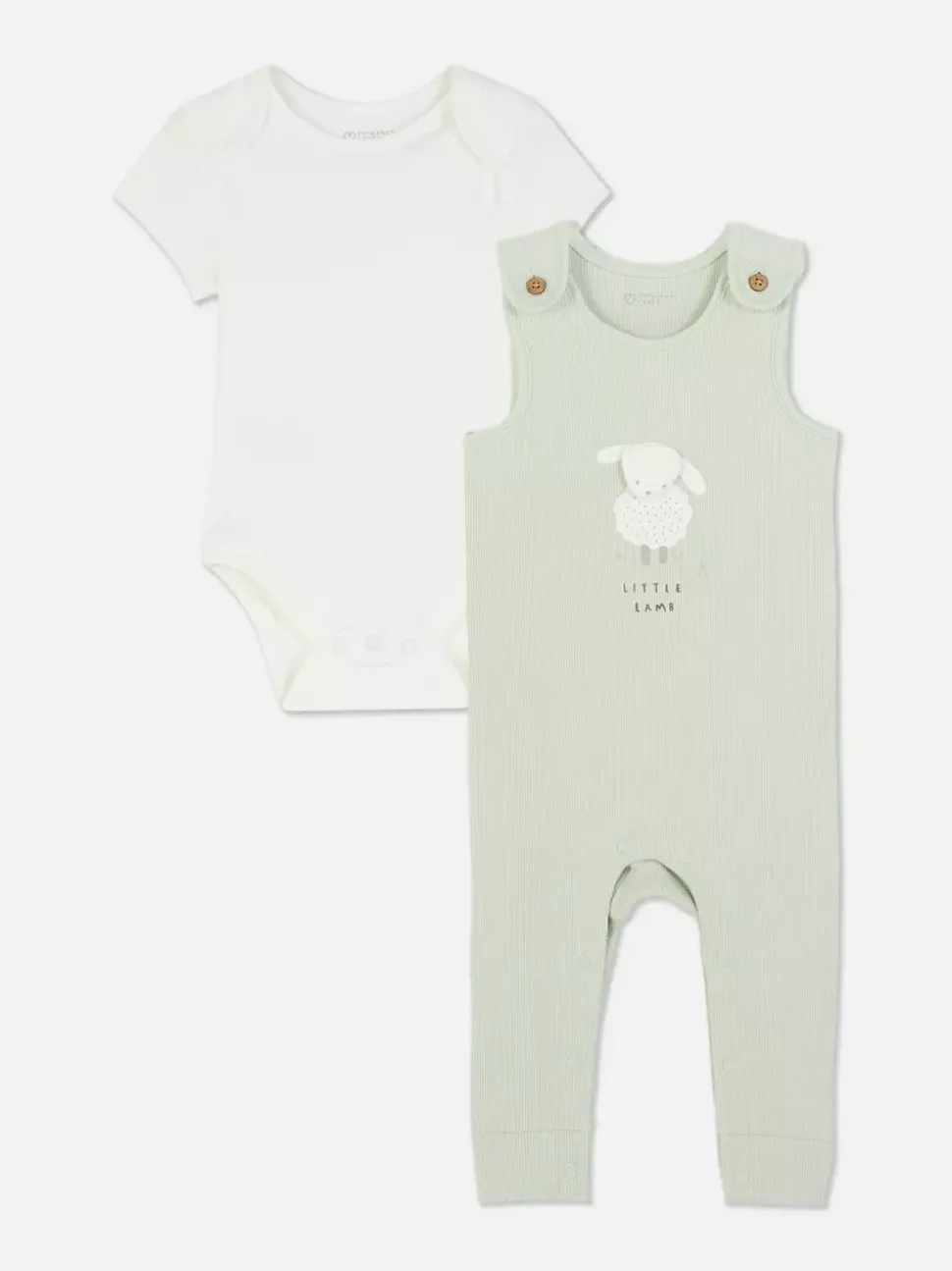Komplet dla noworodka z ogrodniczkami z owieczką