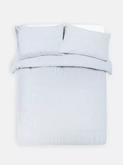 Komplet poszewek z tkaniny seersucker w paski na kołdrę dwuosobową