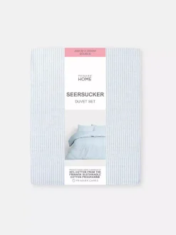 Komplet poszewek z tkaniny seersucker w paski na kołdrę dwuosobową