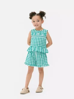 Komplet z bluzką i szortami w kratkę vichy