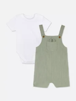 Komplet z body i ogrodniczkami dla noworodka