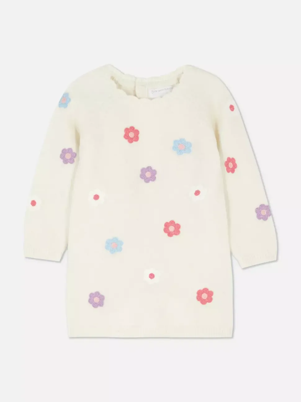 Komplet z sukienką swetrową w kwiaty i rajstopami