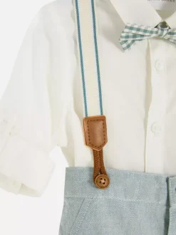 Komplet z szelkami, muszką i szortami