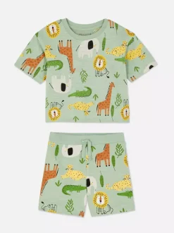 Komplet z T-shirtem i szortami z motywem Safari