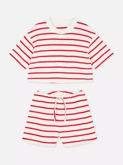 Komplet z T-shirtem i szortami w paski