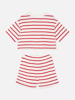 Komplet z T-shirtem i szortami w paski