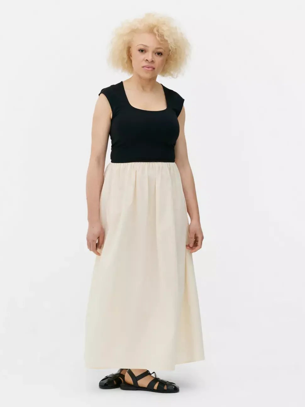 Kontrastowa sukienka dżersejowa midi 2 w 1