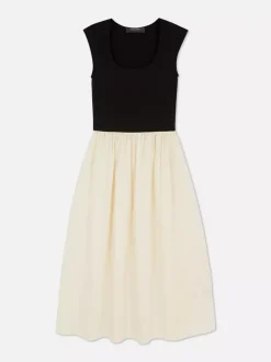 Kontrastowa sukienka dżersejowa midi 2 w 1