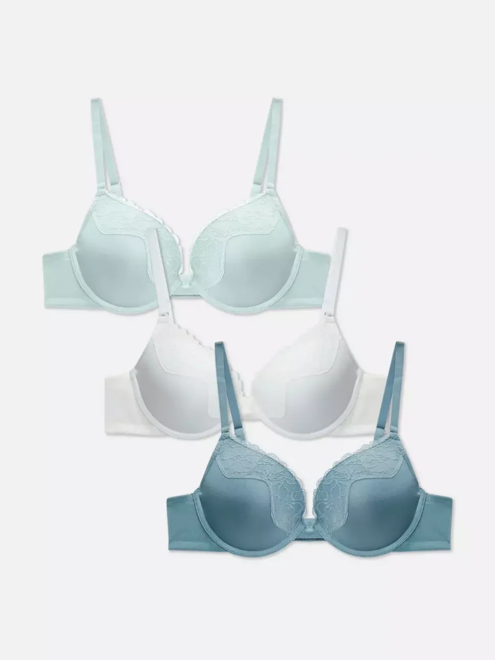 Koronkowe biustonosze push-up, 3 pary