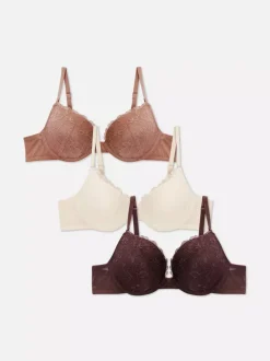 Koronkowy biustonosz push-up, 3 szt.