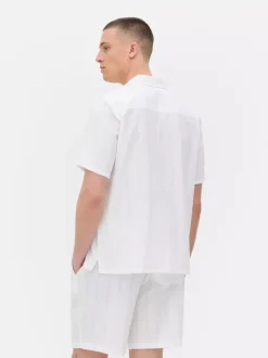 Koszula w paski z tkaniny seersucker, krótki rękaw