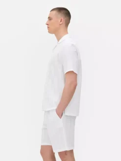 Koszula w paski z tkaniny seersucker, krótki rękaw