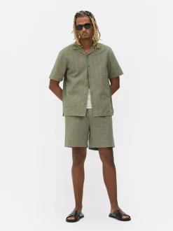 Koszula w paski z tkaniny seersucker, krótki rękaw