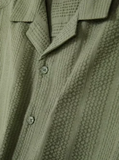 Koszula w paski z tkaniny seersucker, krótki rękaw