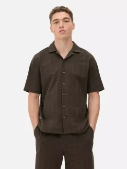 Koszula w paski z tkaniny seersucker, krótki rękaw