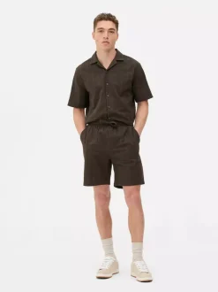 Koszula w paski z tkaniny seersucker, krótki rękaw