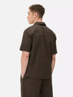 Koszula w paski z tkaniny seersucker, krótki rękaw