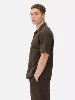 Koszula w paski z tkaniny seersucker, krótki rękaw