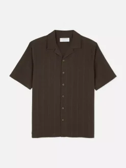 Koszula w paski z tkaniny seersucker, krótki rękaw