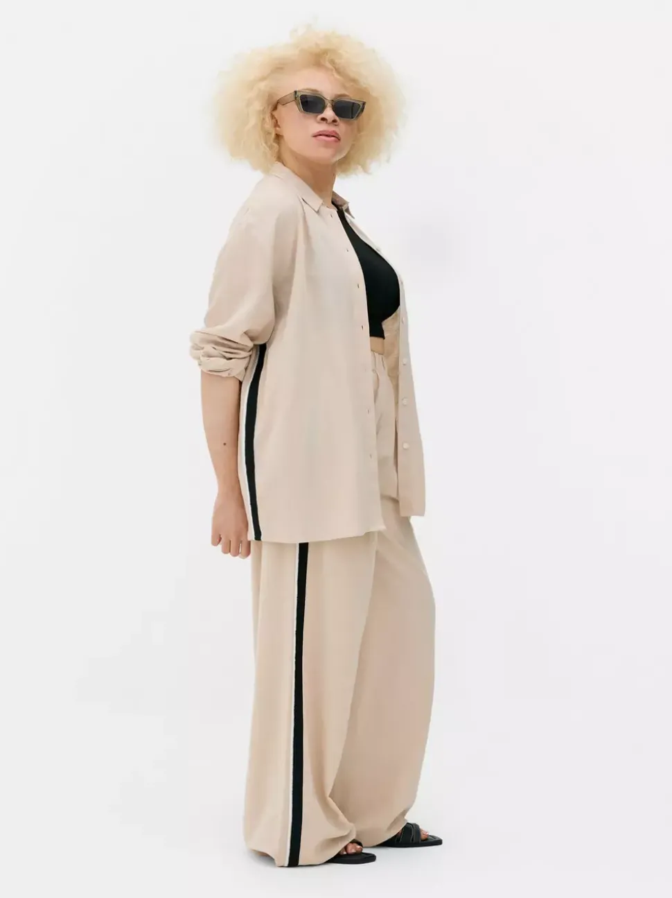 Koszula z długim rękawem z paskami po boku