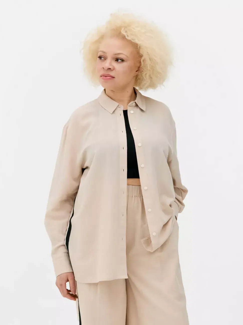 Koszula z długim rękawem z paskami po boku