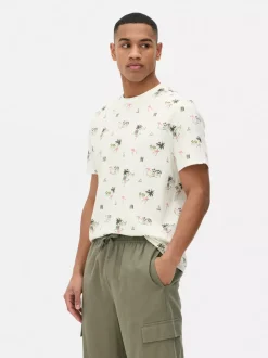 Koszula z krótkim rękawem i wzorem w palmy