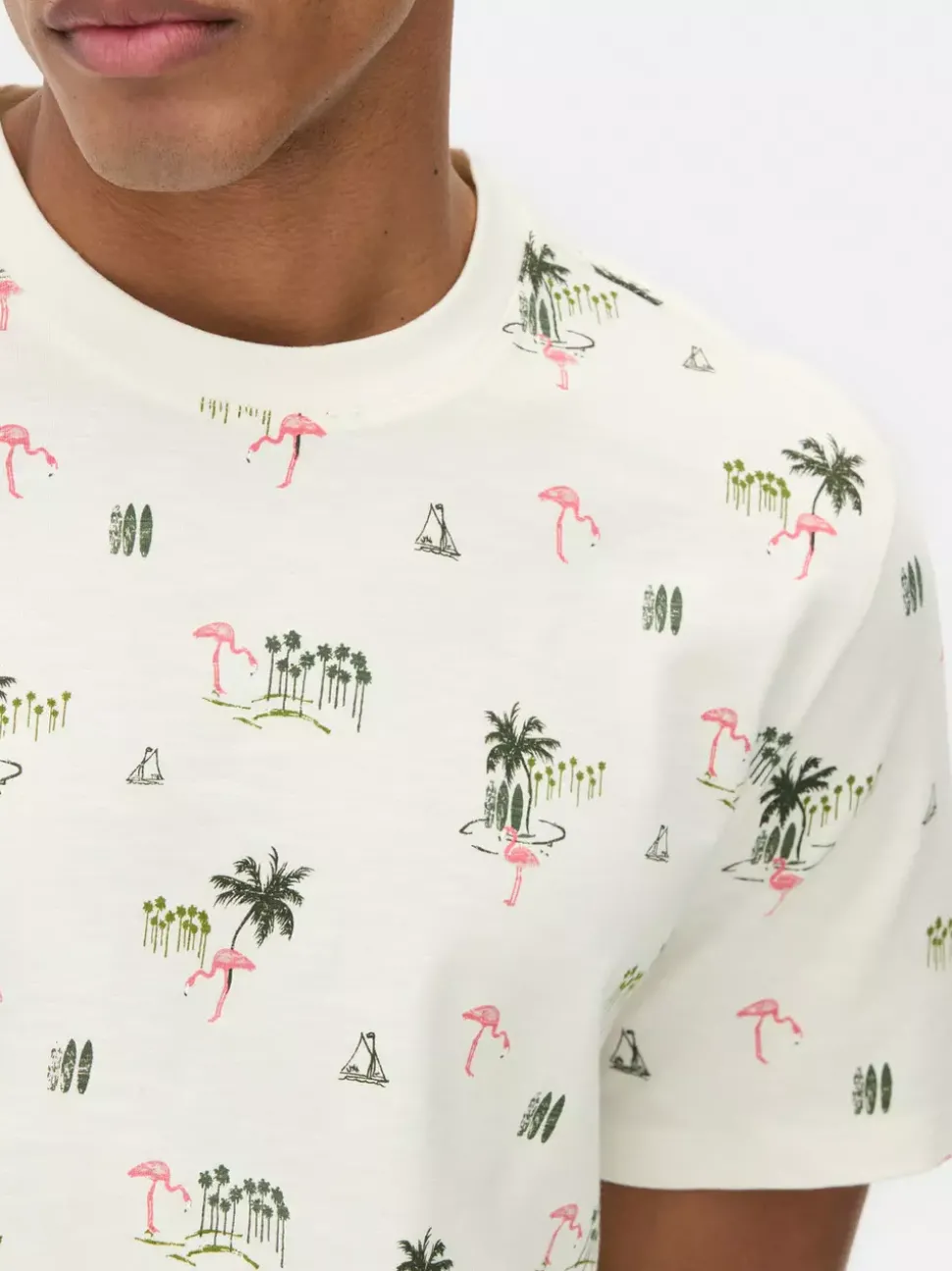 Koszula z krótkim rękawem i wzorem w palmy