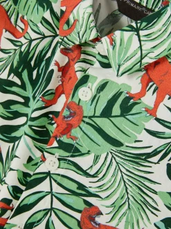 Koszula z krótkim rękawem w liście i dinozaury