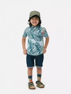 Koszula z tropikalnym nadrukiem w liście