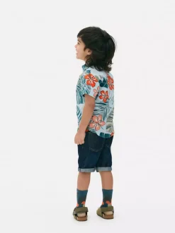 Koszula z tropikalnym nadrukiem w liście