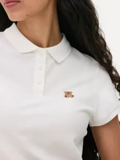 Koszulka polo z krótkim rękawem i haftowanym misiem
