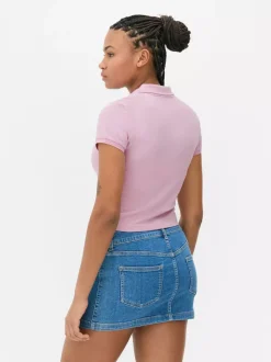 Koszulka polo z krótkim rękawem i haftowanym misiem