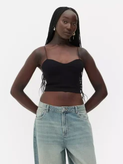 Krótka bezszwowa koszulka na ramiączkach Rita Ora