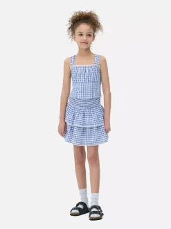 Krótka koronkowa bluzka w kratę vichy