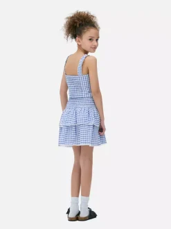 Krótka koronkowa bluzka w kratę vichy