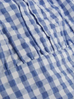 Krótka koronkowa bluzka w kratę vichy