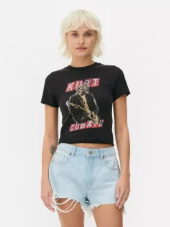 Krótka koszulka z nadrukiem Kurta Cobaina