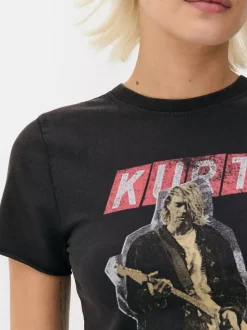 Krótka koszulka z nadrukiem Kurta Cobaina