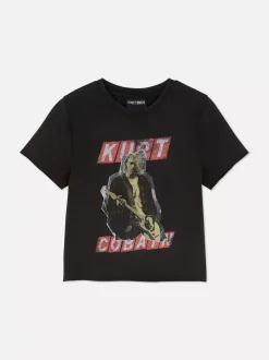 Krótka koszulka z nadrukiem Kurta Cobaina