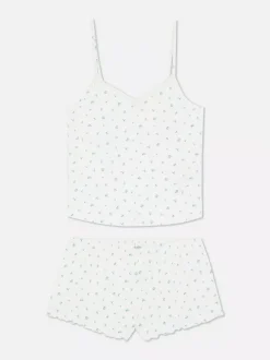 Krótka piżama z koronkowym wykończeniem