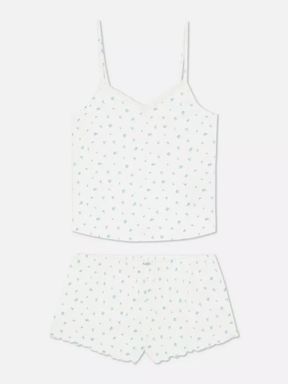 Krótka piżama z koronkowym wykończeniem