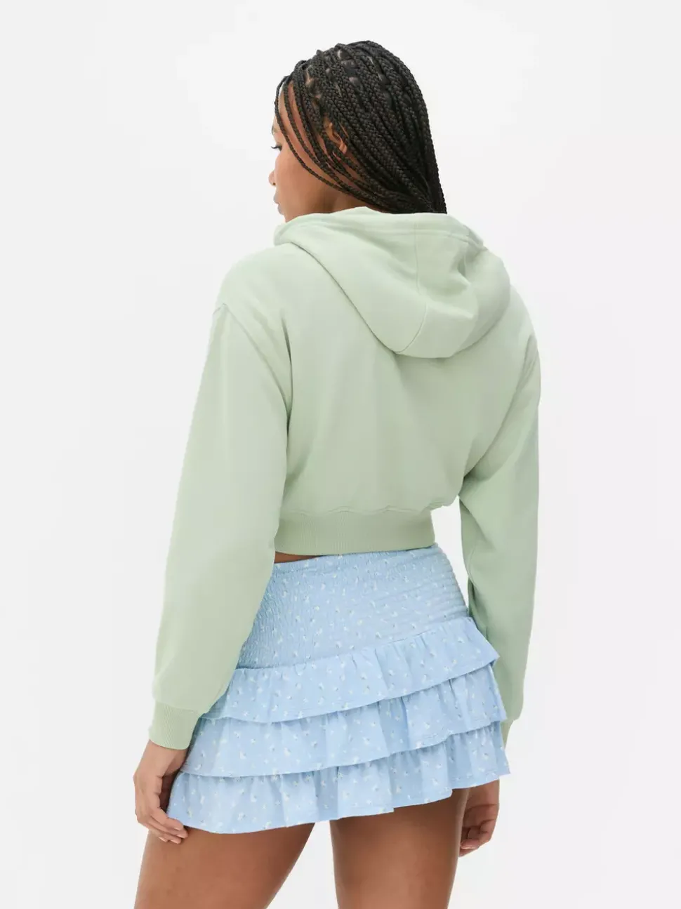 Krótka rozpinana bluza z kapturem i nadrukiem