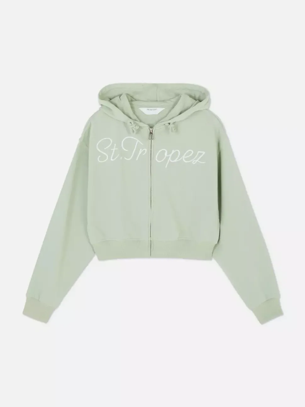 Krótka rozpinana bluza z kapturem i nadrukiem