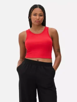 Krótki prążkowany top w stylu bokserki