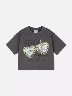 Krótki T-shirt z efektem sprania i Stichem Disneya