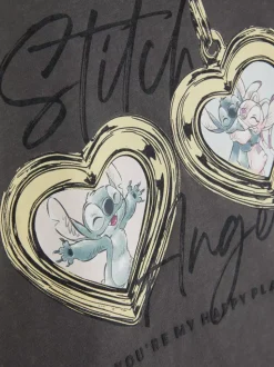 Krótki T-shirt z efektem sprania i Stichem Disneya